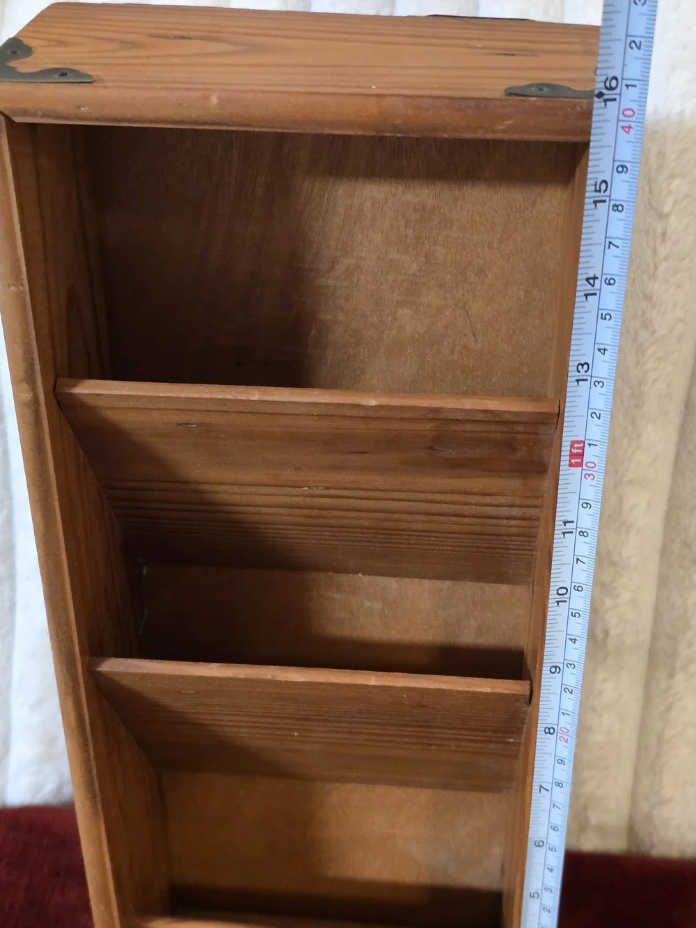 Vintage Rustic Wood Wall Mail Organizer & Key Holder - 3 Tier Letter Sorter